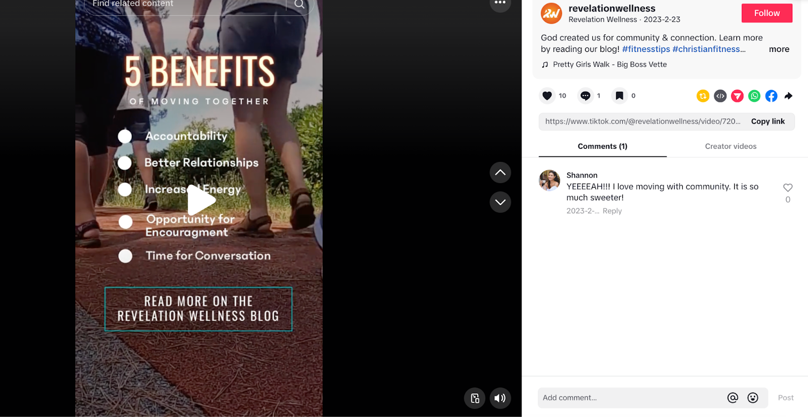 Revelation Wellness TikTok post